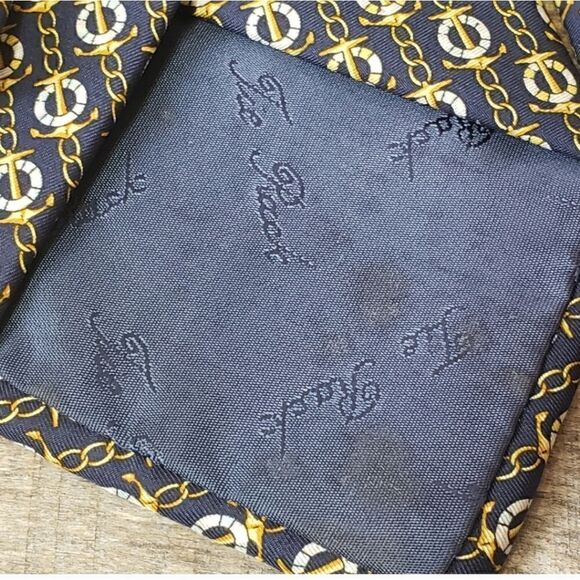 BEAUFORT TIE RACK Silk Nautical Print Neck Tie Anchors Life Ring Buoy - Picture 3 of 6